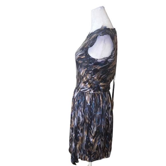Ulla Johnson 100% Silk Abstract Printed Raw Edge Trim A - Line Dress Size 2 - Picture 4 of 11